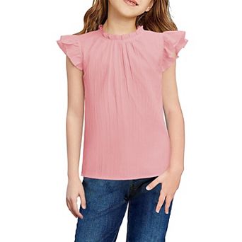 Arshiner Girls Shirts Ruffle Short Sleeve Summer Cute Casual Crewneck Tops Blouse T-Shirt