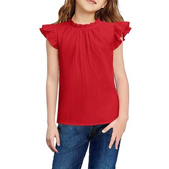 Arshiner Girls Shirts Ruffle Short Sleeve Summer Cute Casual Crewneck Tops Blouse T-Shirt