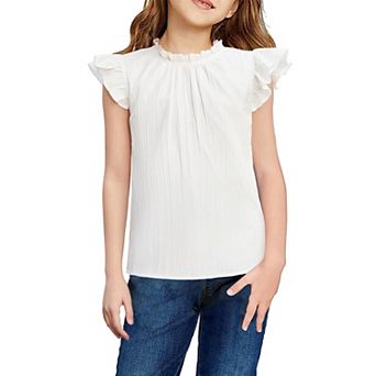 Arshiner Girls Shirts Ruffle Short Sleeve Summer Cute Casual Crewneck Tops Blouse T-Shirt