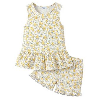 Arshiner Girls Summer Outfit Sleeveless Top And Ruffle Shorts Print