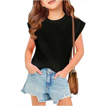 Arshiner Shirts For Teen Girls Cap Sleeve Tie Dye Shirts For Girls Round Neck Loose