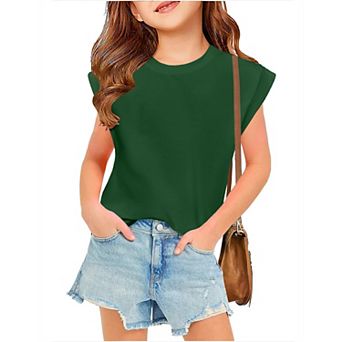 Arshiner Shirts For Teen Girls Cap Sleeve Tie Dye Shirts For Girls Round Neck Loose