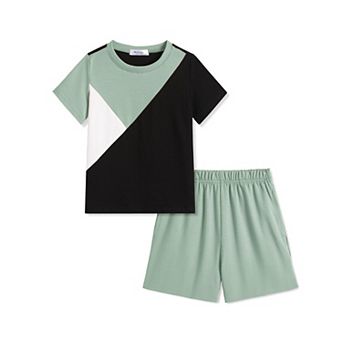 Arshiner Boy Summer Clothes Outfits Kids Colorblock Short Sleeve T-shirt Shorts Set