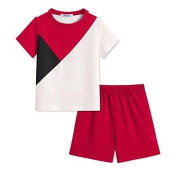 Arshiner Boy Summer Clothes Outfits Kids Colorblock Short Sleeve T-shirt Shorts Set