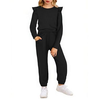Arshiner Girls Clothes Long Sleeve Pullover Tops And Pants With Pockets Clothing Set