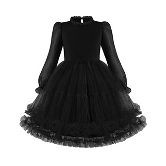 Arshiner Toddler Dresses Ruffle Neck Puff Sleeve Kids Clothes Cute Girls
