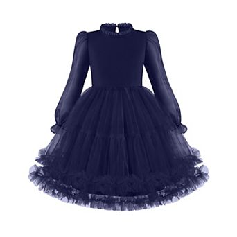 Arshiner Toddler Dresses Ruffle Neck Puff Sleeve Kids Clothes Cute Girls