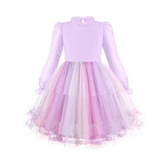 Arshiner Toddler Dresses Ruffle Neck Puff Sleeve Kids Clothes Cute Girls