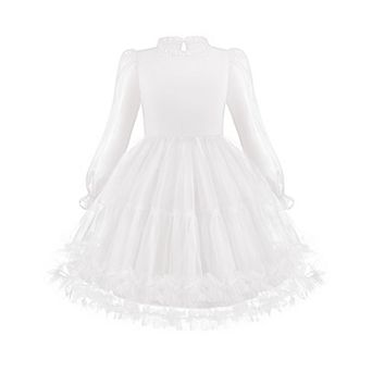 Arshiner Toddler Dresses Ruffle Neck Puff Sleeve Kids Clothes Cute Girls