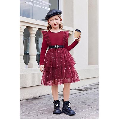 girls winter dresses Girls Winter Christmas Dress Girls Puffy Christening Dress Toddler Party Princess Dress