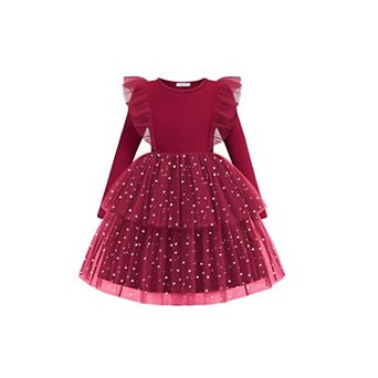 Arshiner Toddler Dress Baby Girls Tutu Tiered Formal Party Sequin Tulle Dresses Fall Winter Clothes