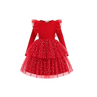 Arshiner Toddler Dress Baby Girls Tutu Tiered Formal Party Sequin Tulle Dresses Fall Winter Clothes