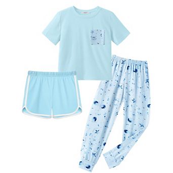 Arshiner Girls Clothes Piece Outfits Short Sleeve Shirt Dolphin Shorts Sets And Sweatpant