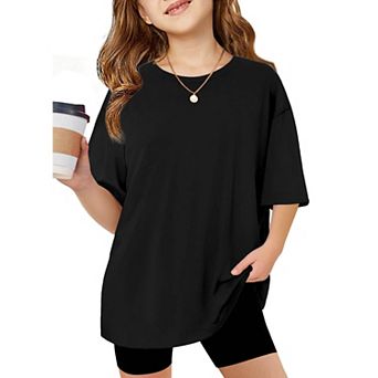 Arshiner Girls T Shirts Oversized Short Sleeve Kids Summer Tops Soft Casual Crewneck Basic Tees