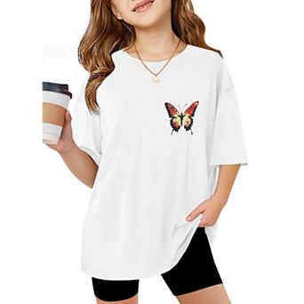 Arshiner Girls T Shirts Oversized Short Sleeve Kids Summer Tops Soft Casual Crewneck Basic Tees