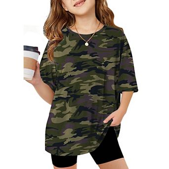 Arshiner Girls T Shirts Oversized Short Sleeve Kids Summer Tops Soft Casual Crewneck Basic Tees
