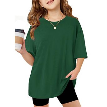 Arshiner Girls T Shirts Oversized Short Sleeve Kids Summer Tops Soft Casual Crewneck Basic Tees