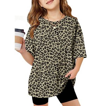 Arshiner Girls T Shirts Oversized Short Sleeve Kids Summer Tops Soft Casual Crewneck Basic Tees