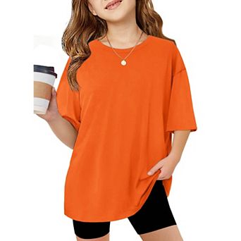 Arshiner Girls T Shirts Oversized Short Sleeve Kids Summer Tops Soft Casual Crewneck Basic Tees