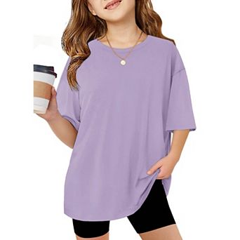 Arshiner Girls T Shirts Oversized Short Sleeve Kids Summer Tops Soft Casual Crewneck Basic Tees