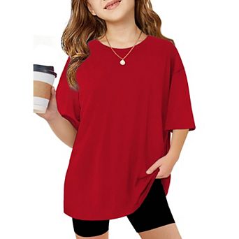 Arshiner Girls T Shirts Oversized Short Sleeve Kids Summer Tops Soft Casual Crewneck Basic Tees