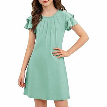 Arshiner Butterfly Dress For Tween Girl Summer Hawaiian Flutter Sleeve Aline Midi Dresses