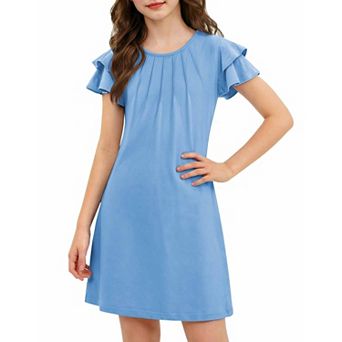 Arshiner Butterfly Dress For Tween Girl Summer Hawaiian Flutter Sleeve Aline Midi Dresses