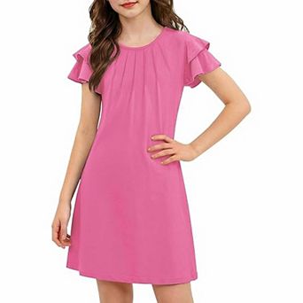 Arshiner Butterfly Dress For Tween Girl Summer Hawaiian Flutter Sleeve Aline Midi Dresses