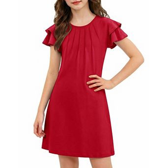 Arshiner Butterfly Dress For Tween Girl Summer Hawaiian Flutter Sleeve Aline Midi Dresses