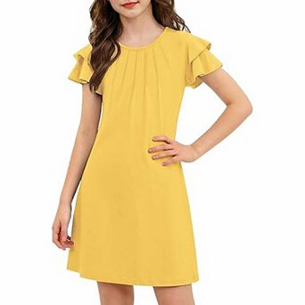 Arshiner Butterfly Dress For Tween Girl Summer Hawaiian Flutter Sleeve Aline Midi Dresses