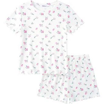Arshiner Girls Shorts Set Ribbed Knit Summer Outfit Short Sleeve Top Elastic Waist Shorts
