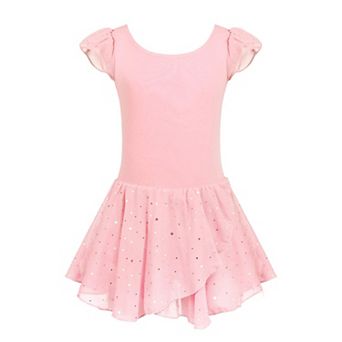 Arshiner Girls Ruffle Flutter Sleeve Sequined Chiffon Tutu Skirt Ballet Leotard Dress