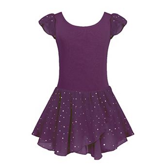 Arshiner Girls Ruffle Flutter Sleeve Sequined Chiffon Tutu Skirt Ballet Leotard Dress