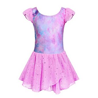 Arshiner Girls Ruffle Flutter Sleeve Sequined Chiffon Tutu Skirt Ballet Leotard Dress