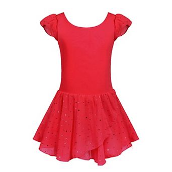 Arshiner Girls Ruffle Flutter Sleeve Sequined Chiffon Tutu Skirt Ballet Leotard Dress