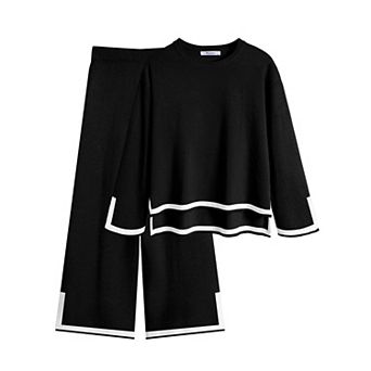 Arshiner Girls Sweatsuits Pieces Outfits Side Split Long Sleeve Crewneck Tops And Pants Kids