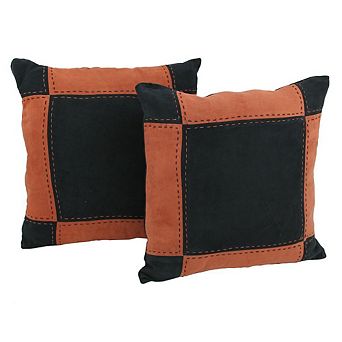 Blazing Needles Patchwork Microsuede Square Throw Pillows (Set of 2)