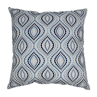 Blazing Needles Indian Blue Palette Ogee Hand-embroidered Throw Pillow