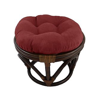 Blazing Needles Round Solid Microsuede Tufted Footstool Cushion