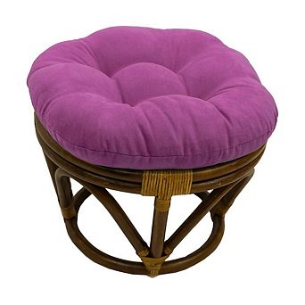 Blazing Needles Round Solid Microsuede Tufted Footstool Cushion