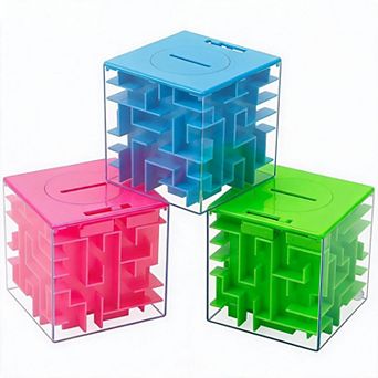 3 pc Money Maze Puzzle Box for Kids & Adults, Fun Money Holder Gift Box, Brain Teaser Challenge