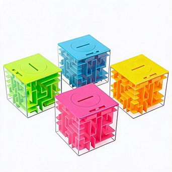 4 Pack Money Maze Puzzle Box, Challenging Brain Teaser Piggy Bank Gift for Kids Adults