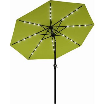 10FT Solar LED Patio Umbrella, Crank & Tilt, 8 Ribs, UV Protection, Waterproof for Garden Deck