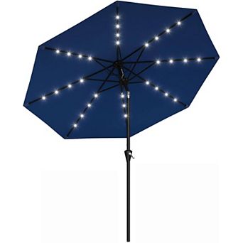 10FT Solar LED Patio Umbrella, Crank & Tilt, 8 Ribs, UV Protection, Waterproof for Garden Deck