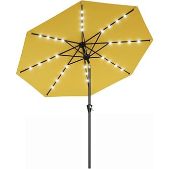 10FT Solar LED Patio Umbrella, Crank & Tilt, 8 Ribs, UV Protection, Waterproof for Garden Deck