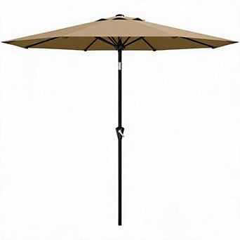 9FT Patio Umbrella with Crank and Tilt, 8 Ribs, UV Protection, Waterproof for Garden Deck