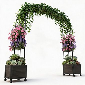87Inch Black Metal Garden Arch Trellis Adjustable Wedding Decor Backdrop Stand