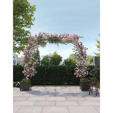 87Inch Black Metal Garden Arch Trellis Adjustable Wedding Decor Backdrop Stand