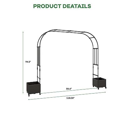 87Inch Black Metal Garden Arch Trellis Adjustable Wedding Decor Backdrop Stand