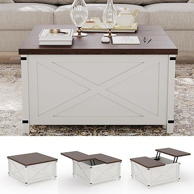 Lift Top Coffee Table, Hidden Storage Coffee Table, Rustic Industrial Lift Table